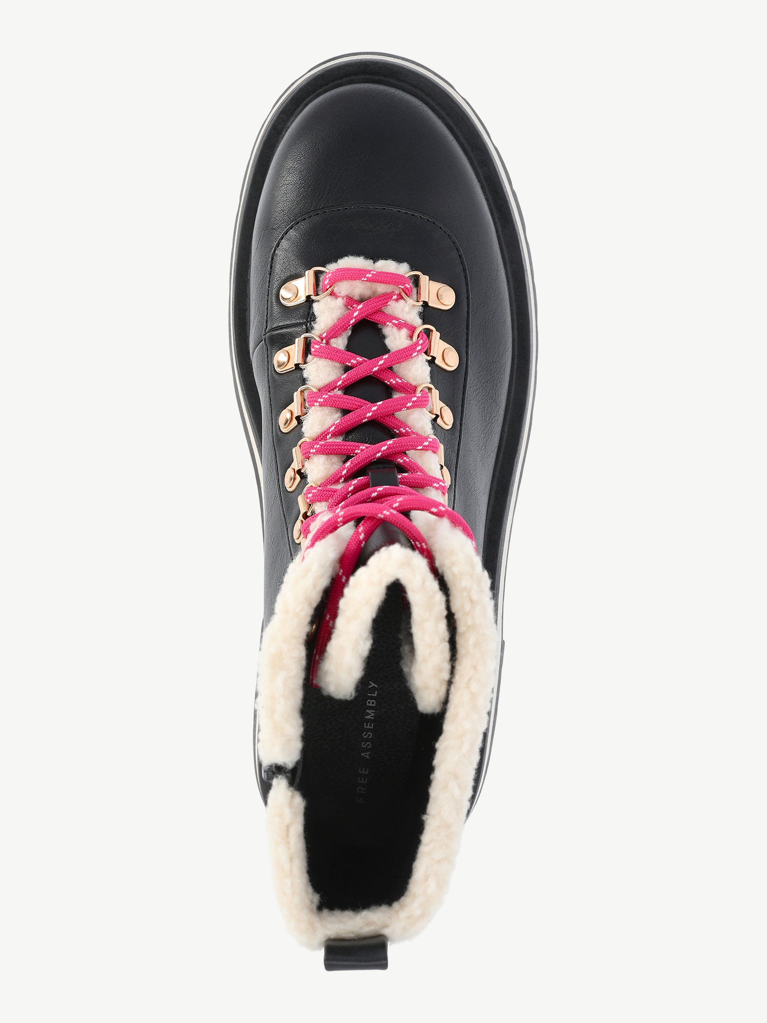 Free Assembly Women's Lace-Up Faux Shearling Booties
