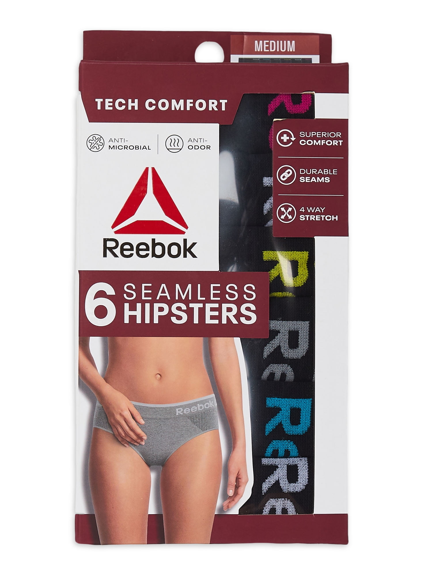 Reebok Women's Seamless Hipster, 6-Pack, Sizes XS-3XL 