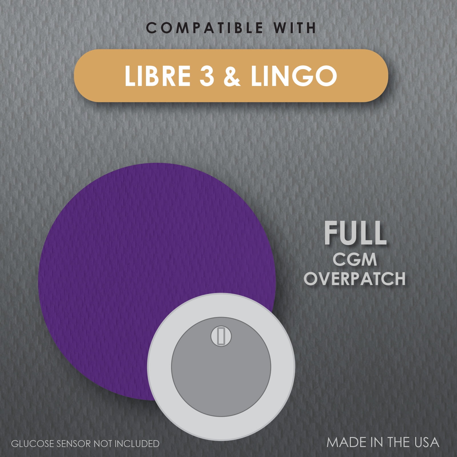 CoverGuard CGM Overpatch | Freestyle Libre 3 | Purple Full Coverage Design| 25-Count | Waterproof Adhesive | Anti-Fray | Easy Application & Removal | Sensor Protection