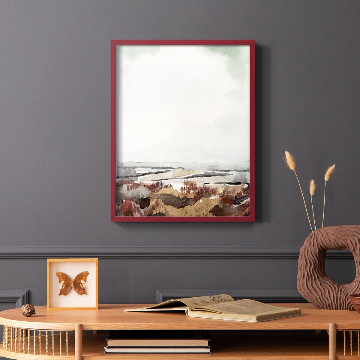 Coastal Inlet Study I Framed Print in Red Solid Wood Framed Print No Nail Hanging