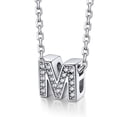 thumbnail image 1 of Collar inicial de plata esterlina Silvora con circonita cúbica letra M para mujeres y niñas, 1 of 8
