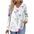 thumbnail image 6 of FNFHFY Shirts for Women V Neck Long Pleated Sleeve Shirt Dressy Floral Print Blouse Tops Cute Summer Fall T-shirt, 6 of 6