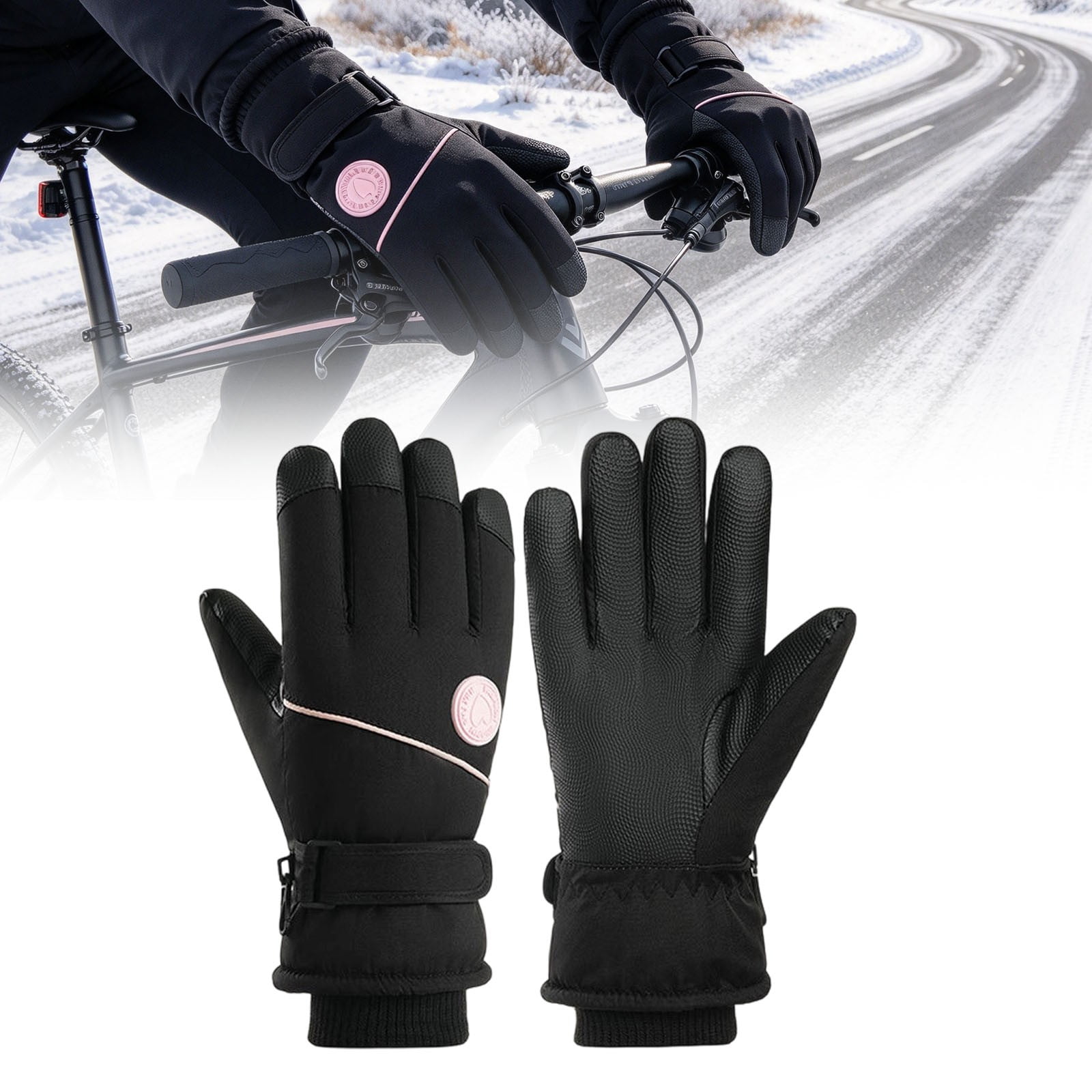 Clearance Under $3 Heated Ski Gloves Rechargeable Thermal Winter Gloves with Adjustable Wrist Strap and Zipper