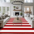 thumbnail image 4 of Red Striped Large Area Rugs for Bedroom Living Room, Soft Non Slip Carpet Bedside Rug, Christmas Farmhouse Red White Stripes Rectangular Floor Cover Kitchen Accent Rug 5'x8' for Dining Room/Office, 4 of 9