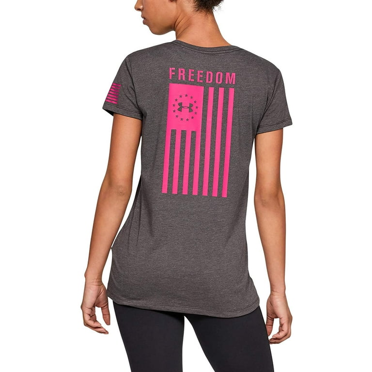 Under Armour Women's UA Freedom Flag T-Shirt 1333371-019 Charcoal Medium  Heather 