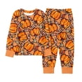 thumbnail image 4 of Angala Halloween Pajamas For Toddler Girls Pumpkin Graphic Pjs Outfits Long Sleeve Pants Set Kid Fall Loungewear, 4 of 4
