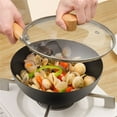 thumbnail image 2 of All Stove Compatible Nonstick Wok Frying Pan with Glass Lid Iron Material 22CM, 2 of 9
