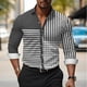 thumbnail image 1 of Camisa de solapa de manga larga para hombre, de moda, de negocios, a rayas, a cuadros, suave, cómoda, ligera, informal, nuevo estilo S--6XL, 1 of 6