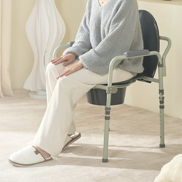 SKYSHALO 350LB Seat Bedside Commode Chair Wide Seat Adjustable Height Raised Toilet