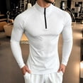 thumbnail image 4 of Cmfcve Mens Muscle Shirts 1/4 Zip Slim Fit Long Sleeve Shirts Casual Athletic Layering Tops, 4 of 6
