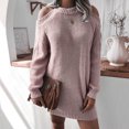 thumbnail image 2 of Vedolay Sweater Womens 2023 Fall Cropped Turtleneck Knitted Sweater Pullover Loose Tops,Pink M, 2 of 5