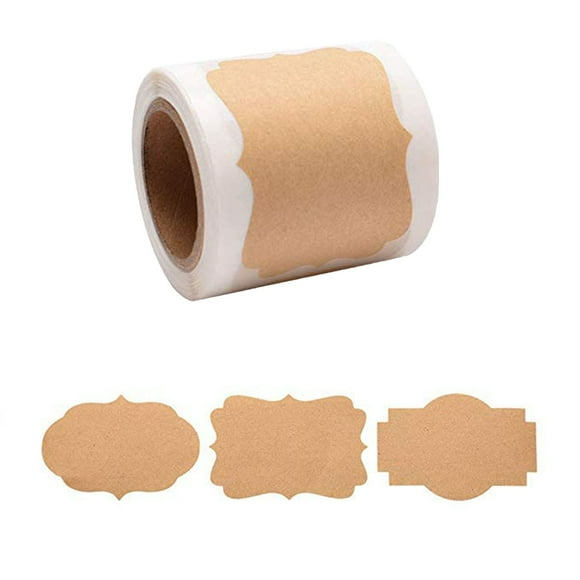 MYG 300 PCS Kraft Packaging Label Sticker Vintage Blank Decorative Label Stickers