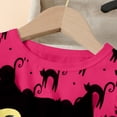 thumbnail image 6 of Girls Halloween Black Cat Print Long Sleeve Ruffle Mesh Tutu Dress, Kids Cartoon Cosplay Party Dress for Holiday Performance Party(Hot Pink1,18-24 Months), 6 of 8