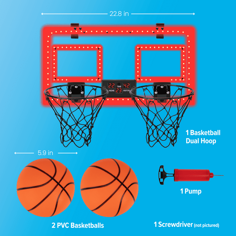 Over-the-Door Basketball Dual Hoop, Indoor Sports Game, Plastic