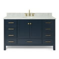 thumbnail image 2 of Ariel Cambridge 53 In. Single Oval Sink Vanity With Carrara White Marble 0.75 In Countertop In Midnight Blue, 2 of 10