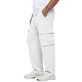 thumbnail image 4 of Nokdvo Men's Cargo Pants Big and Tall Elastic Waist Drawstring Trouser Spring Summer Straight Fit Baggy Casual Cargo Pant Multi Pockets,White 2XL, 4 of 8