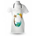 thumbnail image 3 of Beach Apron Tropical Paradise Summer Season Palm Tree Silhouette with Fish and Sun, Unisex Kitchen Bib Apron with Adjustable Neck for Cooking Baking Gardening, Turquoise Marigold Brown, by Ambesonne, 3 of 3
