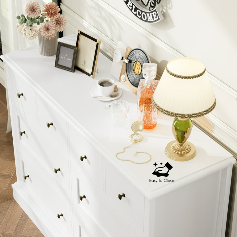 Homfa 8 Drawer Horizontal Combo Dresser for Bedroom, Modern White