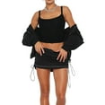thumbnail image 6 of Women's Low Waist Drawstring Cargo Mini Skirt Y2K 90s E-Girl Short Grunge with Pockets Trendy Summer Streetwear Black,S, 6 of 7