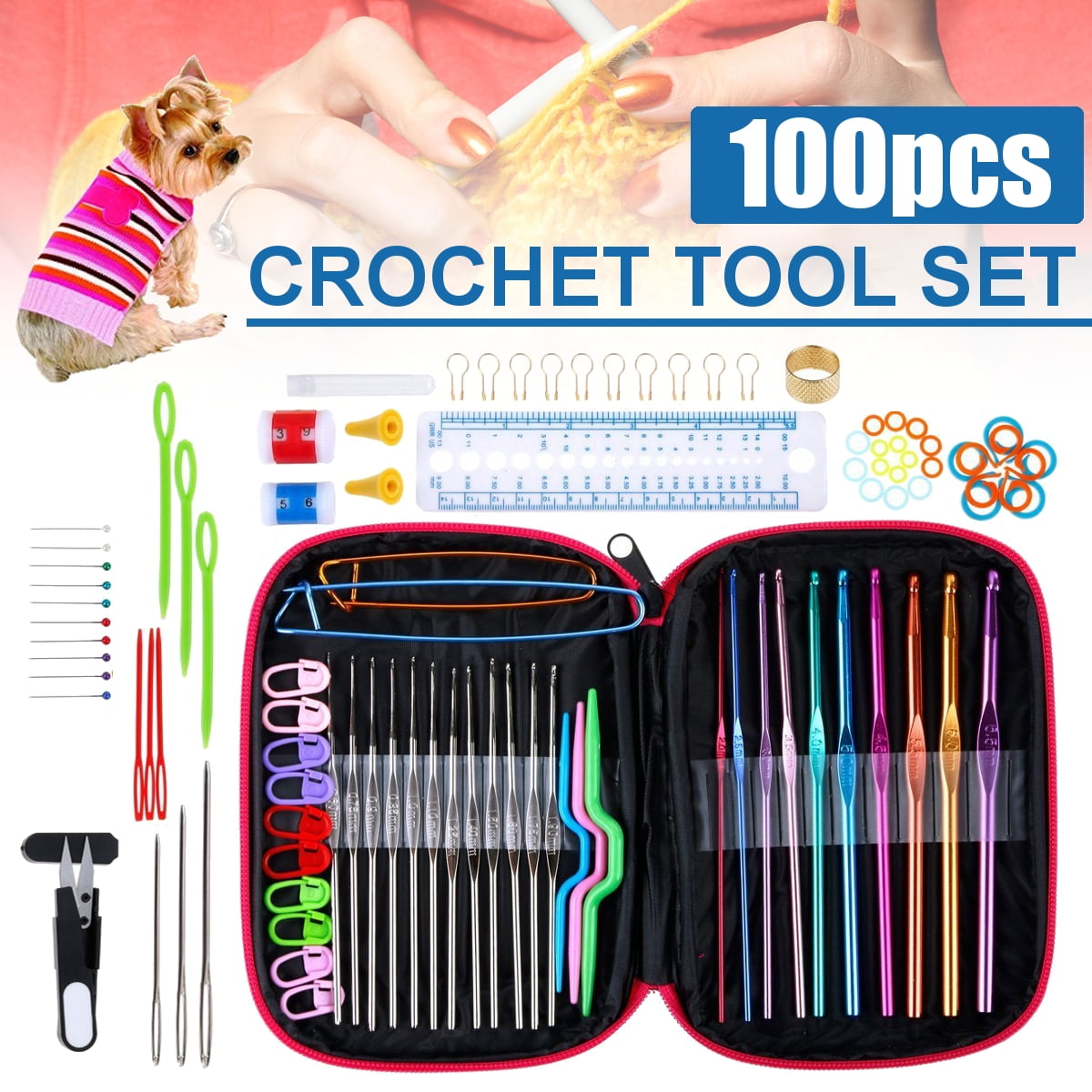100Pcs Knitting Needles Crochet Locking Stitch Markers Holder Tool Accessiories