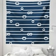 thumbnail image 1 of Navy Blue Tapestry, Horizontal Marine Knots Undone Bowline Sailor Sailing Theme Summer Sun Print, Fabric Wall Hanging Decor for Bedroom Living Room Dorm, 5 Sizes, White and Blue, by Ambesonne, 1 of 1