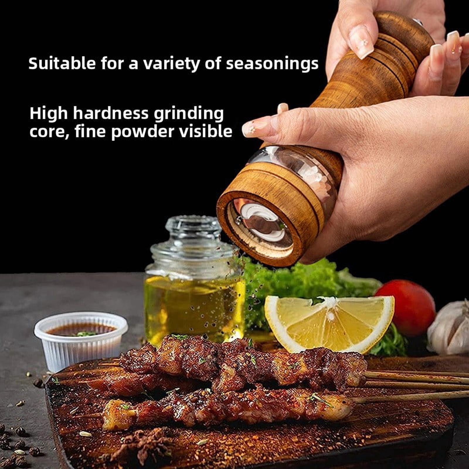 TL New Manual 6inch Pepper Grinder Rubber Wood Sichuan Pepper Sea Salt Freshly Ground Pepper Powder Seasoning Jar Spice Grinder Bottle