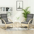 thumbnail image 3 of Gymax Set of 2 Bentwood Lounge Chair Fabric Upholstered Accent Leisure Armchair Gray, 3 of 10