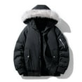 thumbnail image 2 of Mrmaere Men's Hooded Puffer Jacket Faux Warm Stylish Outerwear for Daily & Leisure Wear Black L, 2 of 9