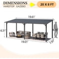 thumbnail image 2 of AECOJOY 20' x 8 Outdoor Hardtop Metal Gazebo, Large Lean-to Wall Mounted Pergola, Galvanized Steel Heavy Duty Patio Awning & Grill Gazebo for Backyard & Decks, 2 of 7