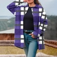 thumbnail image 3 of Stamzod Jackets for Women Fashion Plaid Stand Collar Long Sleeve Winter Jacket with Pocket Mid Length Casual Warm Coats for Women Purple D XXXL, 3 of 8