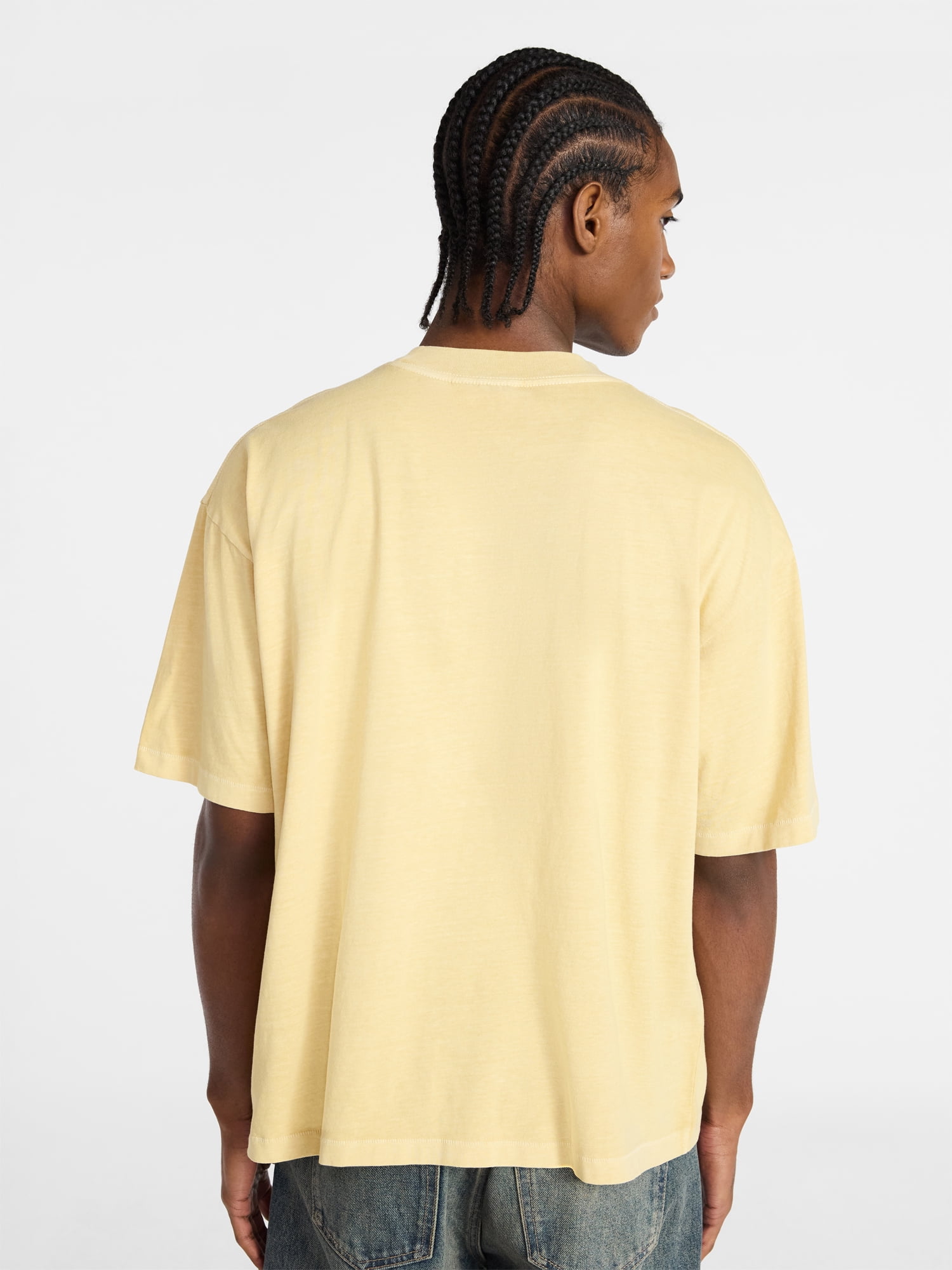 No Boundaries Cotton Oversized Cropped Tee with Short Sleeves, Men's and Big Men's XS-5XL
