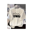 thumbnail image 1 of Women's Y2K Oversized Cotton T-Shirt - Cute Cartoon Cat Print Longline Top, Round Neck Non-Stretch Casual Tee for Spring Summer Fall, Hand Wash Only, Ladies T Shirts, 1 of 6
