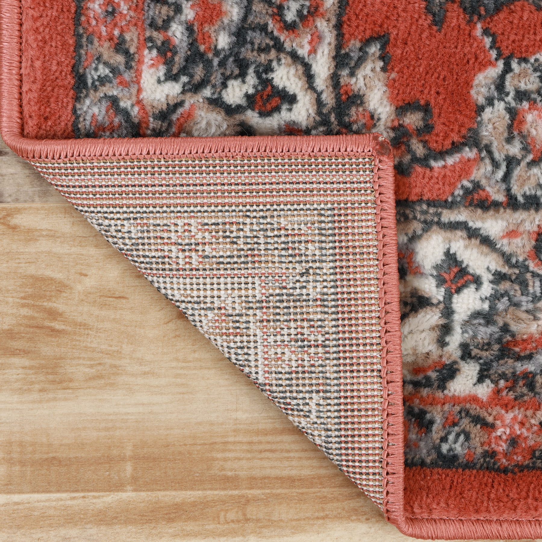 Superior Lille Traditional Floral Indoor Runner Rug, Salmon, 8' x 10'
