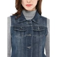thumbnail image 6 of DARING DIVA Women's Denim Sleeveless Flap Pockets Vest Jacket L Blue, 6 of 6