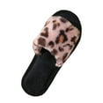 thumbnail image 2 of Sokhug Womens Leopard Print Plush Slippers Fall Winter Home Cozy Warm Woolen Non-Slip Loungewear Slippers, 2 of 3