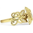 thumbnail image 5 of Sunflower Twisted Vine Leaf Ring Cubic Zirconia Yellow Tone 925 Sterling Silver, Size 5, 5 of 7