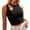 Black, variant on Women's Ribbed Cutout Halter Crop Tank Top - Polyester Sleeveless Slim Fit Casual Top