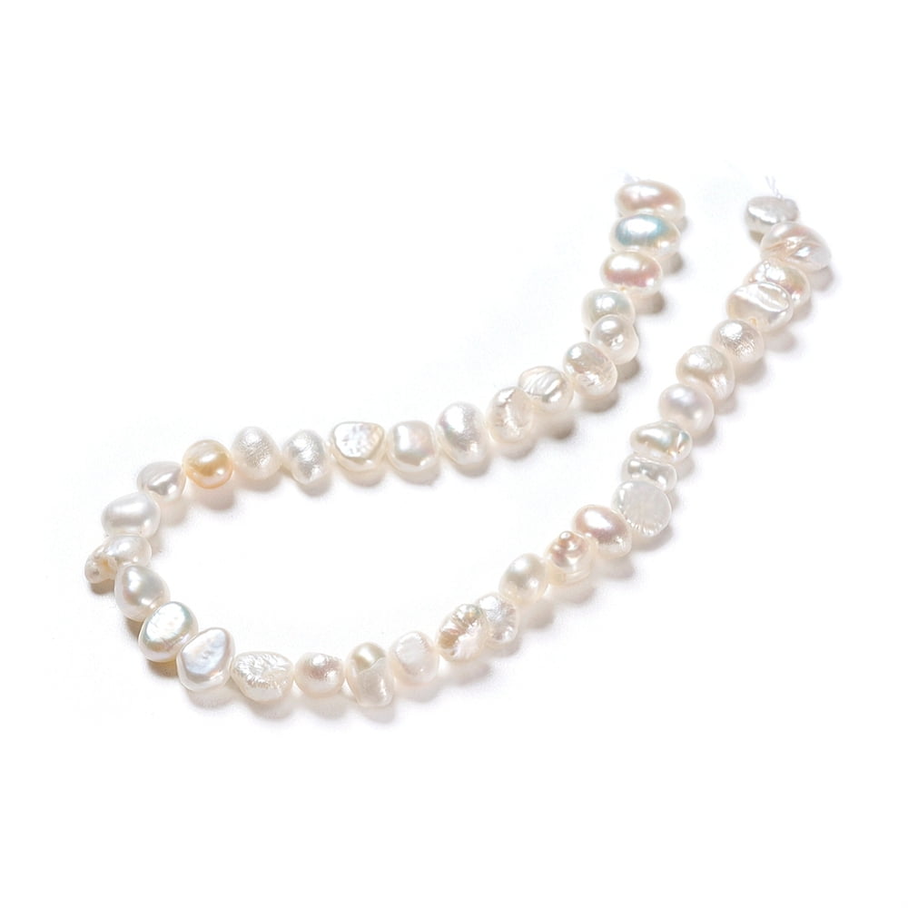 Natural Cultured Freshwater Pearl Beads Strands Two Sides Polished White 4.5~6.5x3~4x4~5.5mm Hole: 0.5mm about 39pcs/strand 7.09 inch(18cm) DIY