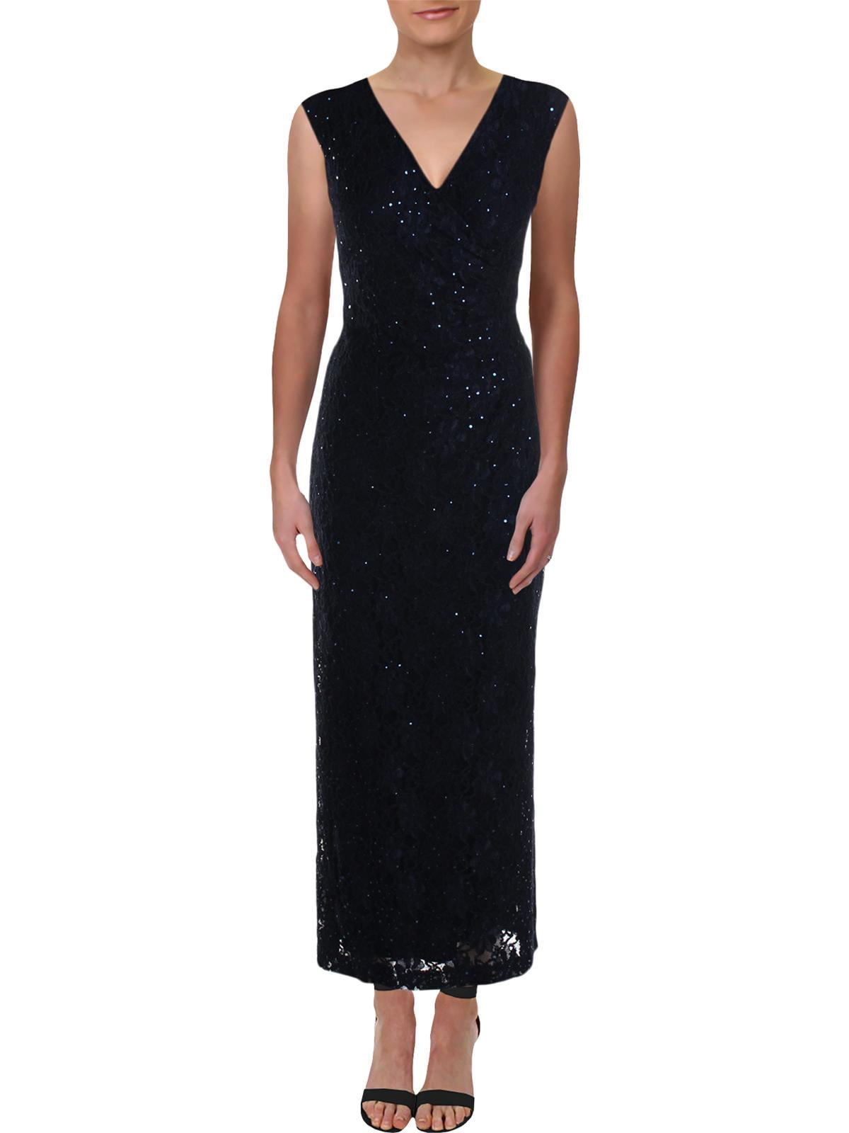 connected sequined lace overlay gown
