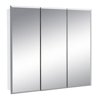 Design House Cyprus 24.5" Tri-View Wall Mount Mirrored Medicine Cabinet, Clear Gloss