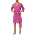 thumbnail image 1 of INSPIRE CHIC Men's Waffle Spa Robe Solid Color Sleepwear Long Sleeves Bathrobe XS Rose Red, 1 of 6