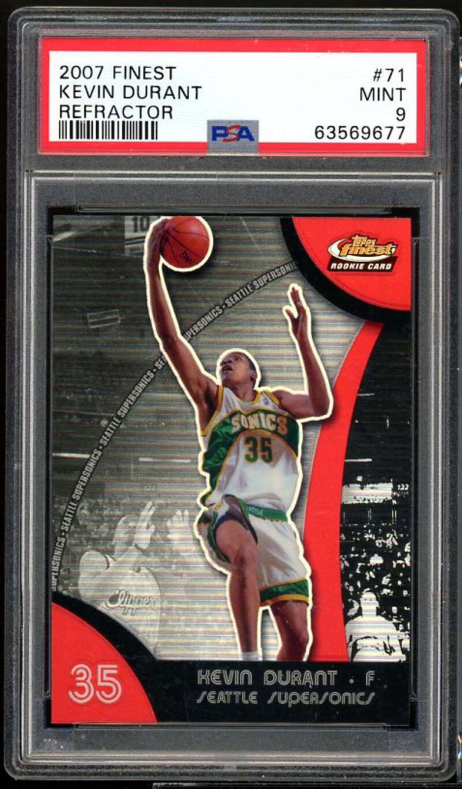 Kevin Durant Rookie Card 2007-08 Finest Refractor #71 PSA 9