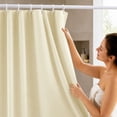thumbnail image 5 of Shower Curtain or Bathroom 35.5x71 Inch, Textured Waffle Fabric Shower Curtains, Soft Hotel Farmhouse Style, Water Repellent, Machine Washable, Cream, 35.43" W x 70.86" L, 5 of 8