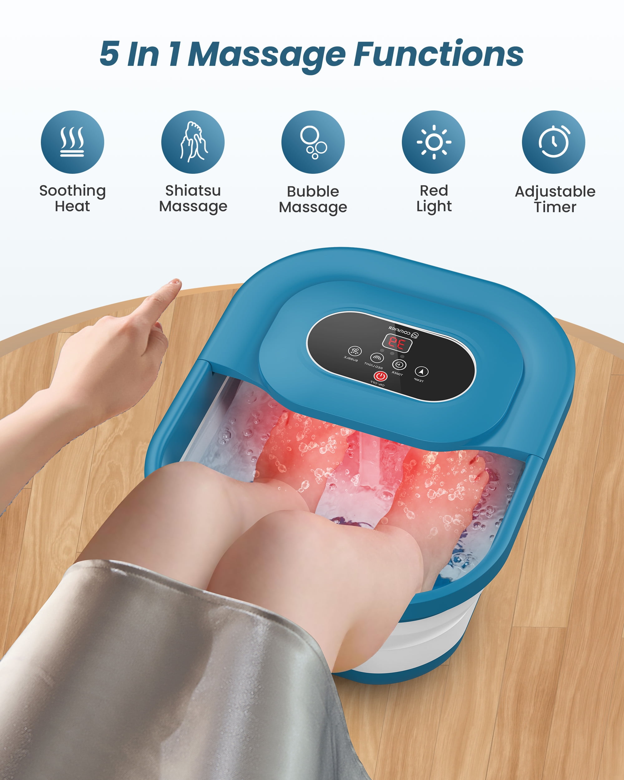 Comfier Foot Spa Bath Massager with Heat, Collapsible Foot Care Soaker Tub for Relaxation, Gifts