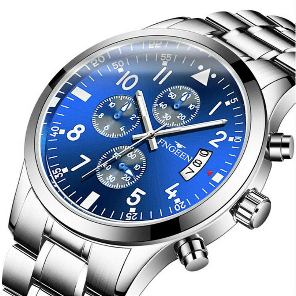 Stainless Steel Luxury Men Fashion Military Army Analog Sport Quartz Wrist Watch