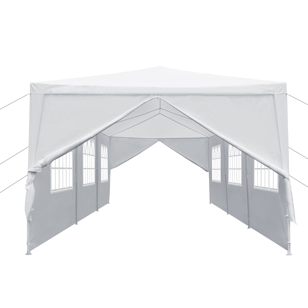 Party Tent Canopy 29.5×9.8 ft, LANGRIA Wedding Tent with Canopy, 4 Removable Sidewalls, 8 Windows, White Tents for Outdoor Events Catering Carport, White