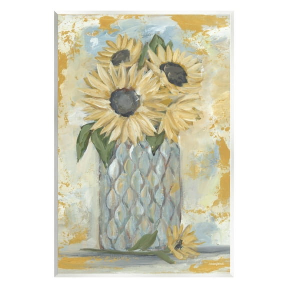 Rustic Weathered Sunflower Vase Botanical & Floral Graphic Art Unframed Art Print Wall Art