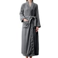 thumbnail image 3 of Prolriy Robes for Women, Women's Double Pocket Flannel Bathrobe Soft and Warm Double Faced Velvet Bathrobe Pajamas and Home Wear BathRobe Womens Robe Grey1 XL, 3 of 7