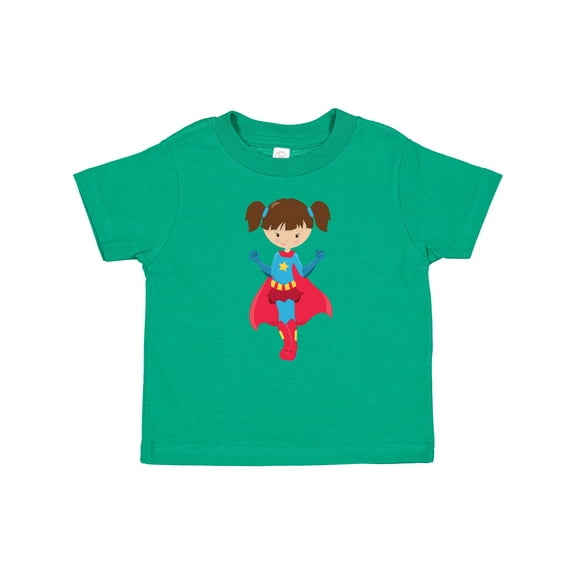 Inktastic Superhero Girl, Cute Girl, Brown Hair, Red Cape Girls Baby T-Shirt