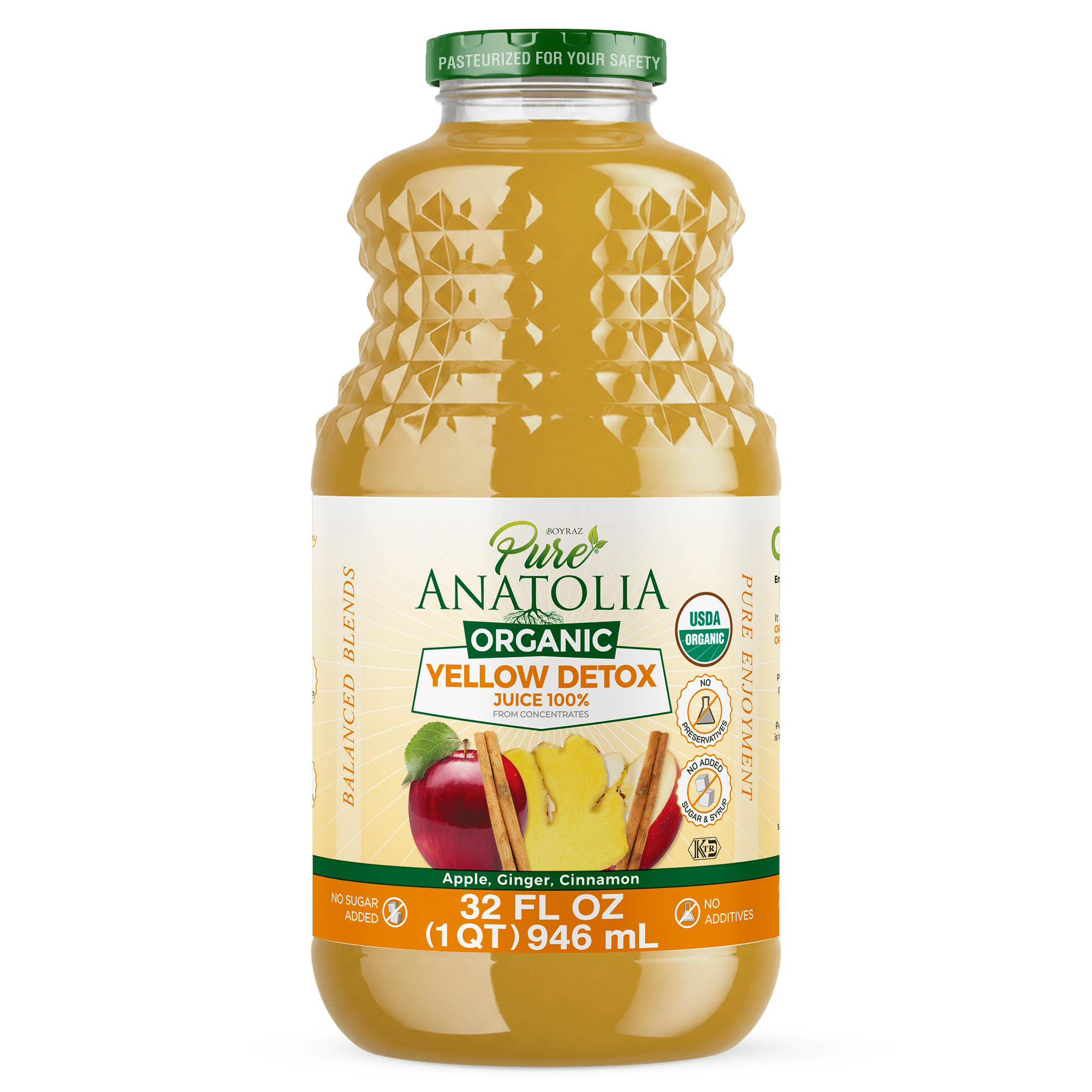 Pure Anatolia Organic Yellow Detox Juice, 32 Fl Oz Glass Bottle
